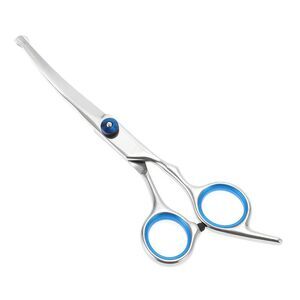 Round Head Pet Scissors for Pets Shop 5.5 Inches Silver Tone Blue